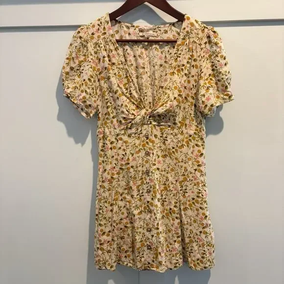 Urban Outfitters M Bloom Dainty Smocked‎ Minidress Sundress Feminine Low Cut - Picture 2 of 16